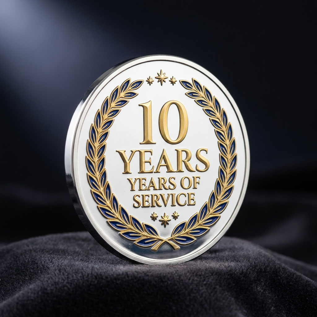 10 years of service silver coin