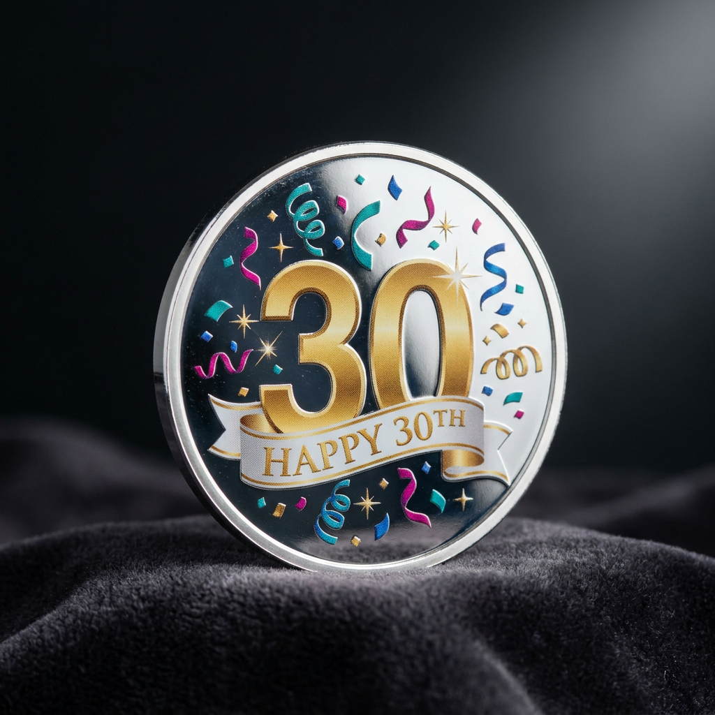 Happy 30th birthday silver coin